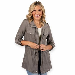 NWT BE COOL Women’s Olive Green Long Sleeve Utility Jacket Size Small